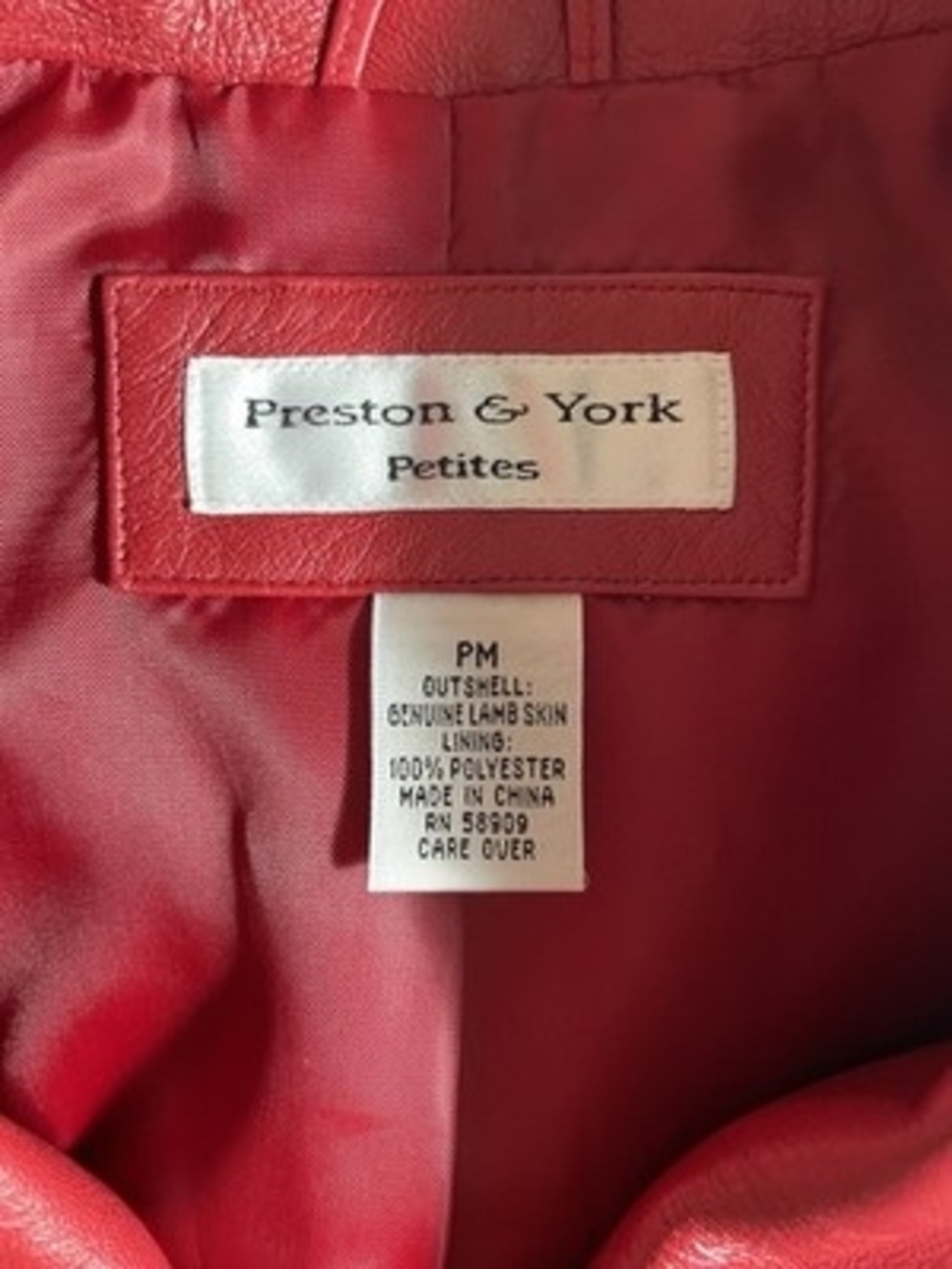 Preston York Red Lambskin Leather Jacket Button Front Trench Coat Women’s PM - Picture 7 of 7
